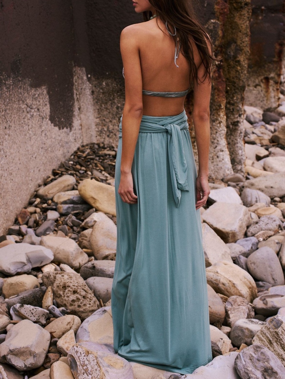 Free people ladies limitless convertible maxi dress deep sea size large - Picture 2 of 4